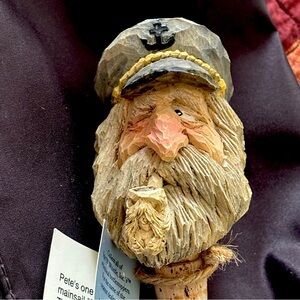 Vintage Hand Carved Wood Bottle Stopper Porthole Pete Spit ‘N’ Whittle Folk Art